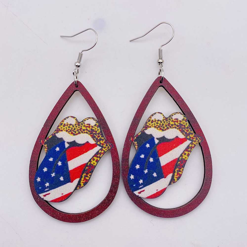 Venta al por mayor Pendientes De Madera Huecos De Mariposa Del Día De La Independencia